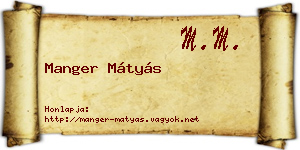 Manger Mátyás névjegykártya