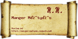Manger Mátyás névjegykártya